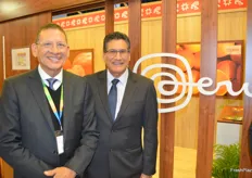 Sergio de Castello Prom Citrus and Gabriel Amaro president of the Association of Agricultural Producers Guilds of Peru (AGAP) at the PromPeru country pavilion.